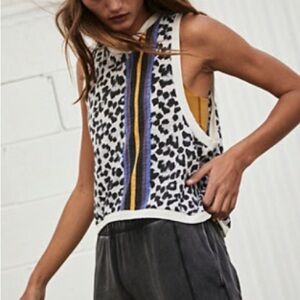 Free People Movement Printed Love Tank Leopard Black Combo, size L